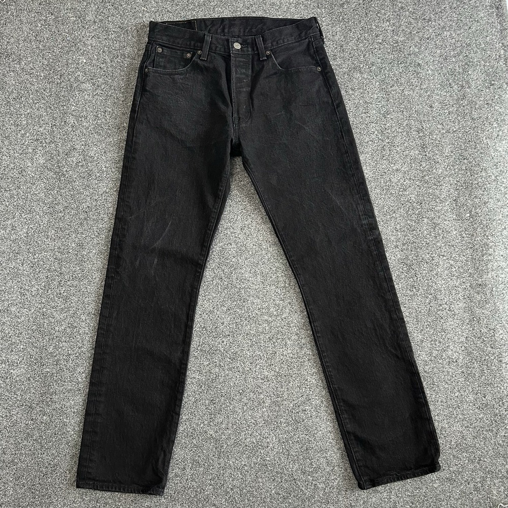 Levi's 501 Black Jeans Men's 30x32 Regular Fit Straight Stretch Denim Button-Fly
